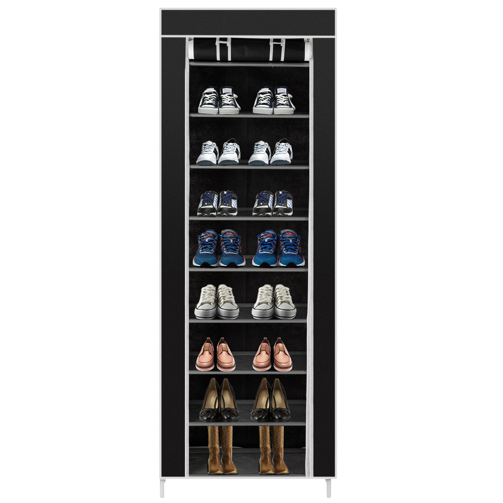 10-Layer 9-Lattice Shoe Rack | Non-Woven Fabric & Metal | Holds 20+ Pairs | Free US Shipping, 3-Day Delivered