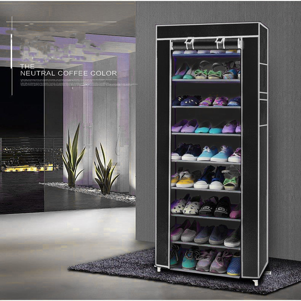 10-Layer 9-Lattice Shoe Rack | Non-Woven Fabric & Metal | Holds 20+ Pairs | Free US Shipping, 3-Day Delivered