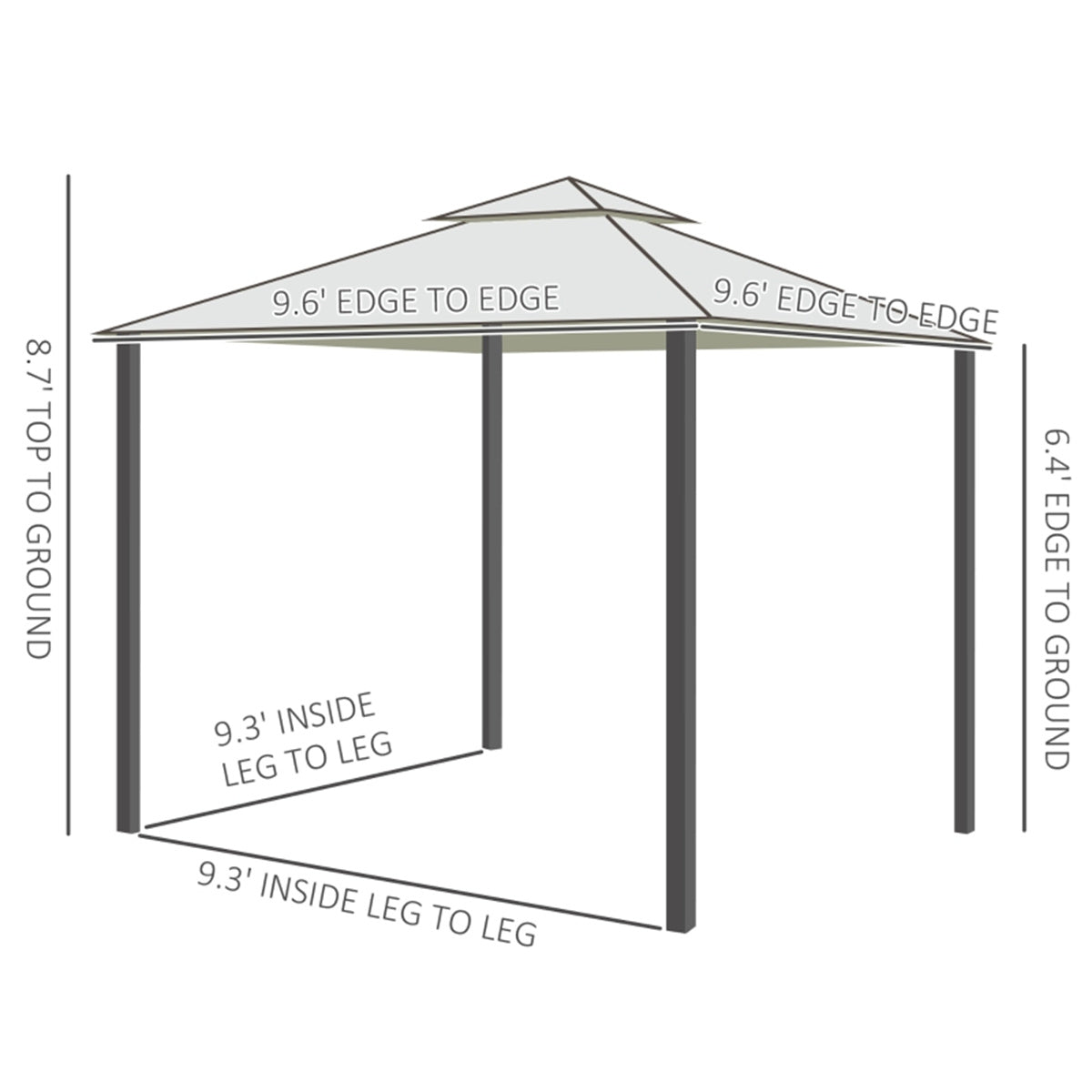 9.6 x 9.6 ft Outdoor Patio Gazebo with Mesh Walls & 2-Tier Canopy – UV-Resistant Polyester, Steel Frame, Cream White | Free US Shipping