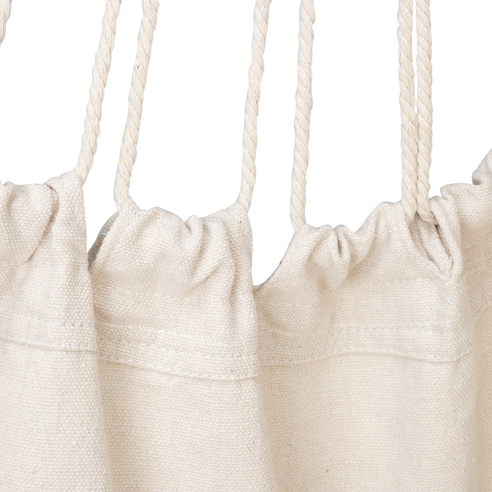 Cotton Canvas Hanging Rope Chair with 2 Pillows – Beige Hammock Swing Chair, 198 lb Capacity | Free US Shipping