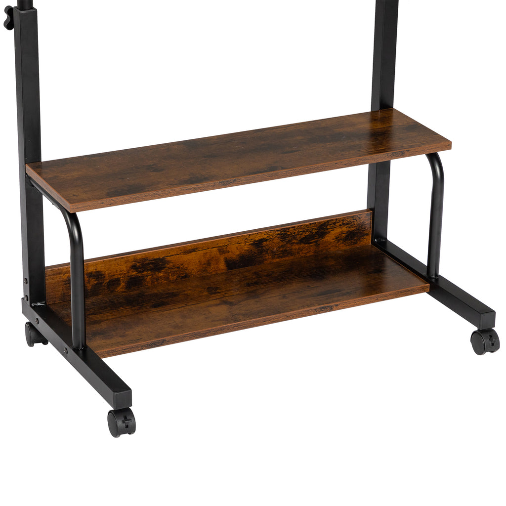 Adjustable Computer Desk with 3 USB & 2 AC Outlets – Height-Adjustable 80–104cm, Vintage Brown Finish | Free US Shipping