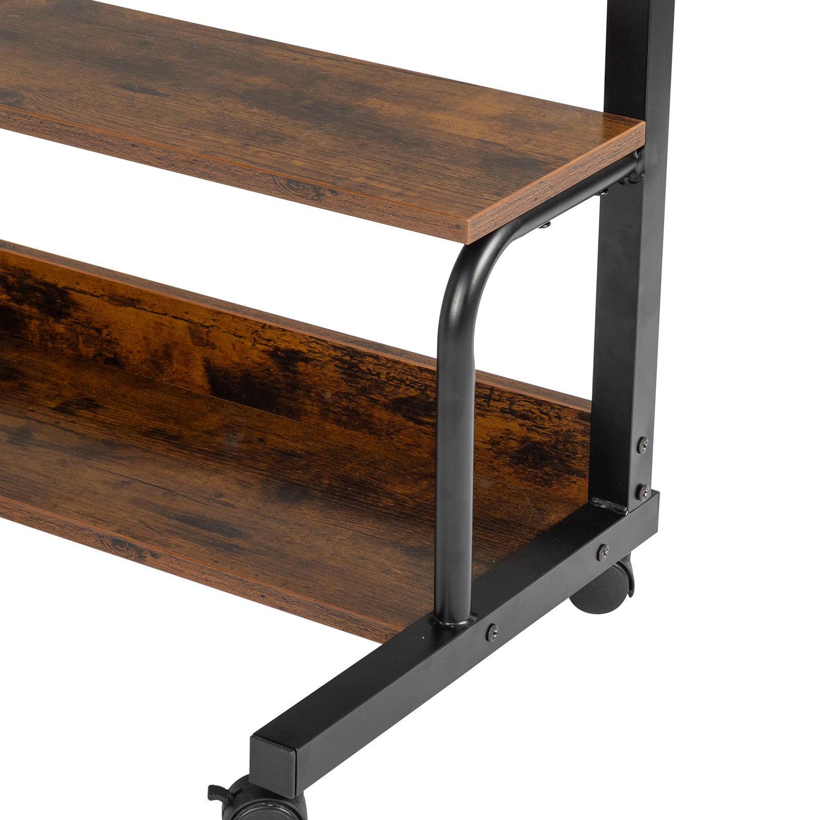 Adjustable Computer Desk with 3 USB & 2 AC Outlets – Height-Adjustable 80–104cm, Vintage Brown Finish | Free US Shipping
