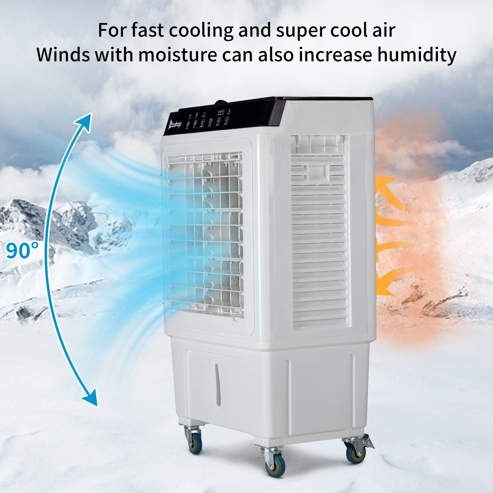 US STOCK FREE SHIPPING 3 in 1 Portable Evaporative Cooler,Indoor,Outdoor,2353CFM Personal Air Cooler with remote ,7.93 Gal Large Water Tank & Scroll Casters, 4 Ice Packs,White