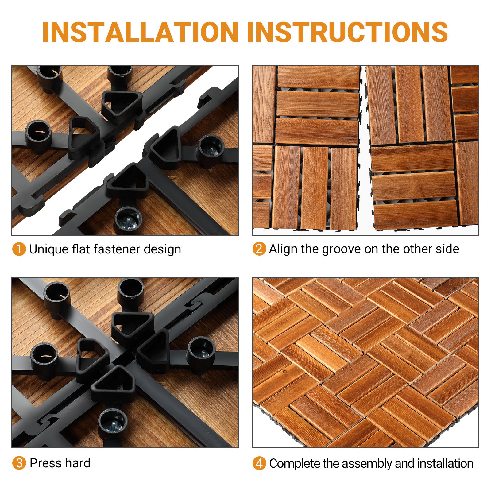 27-Piece Wood Interlocking Deck Tiles – 11.8" x 11.8" Natural Pine, Waterproof, Indoor & Outdoor Patio Flooring | Free US Shipping