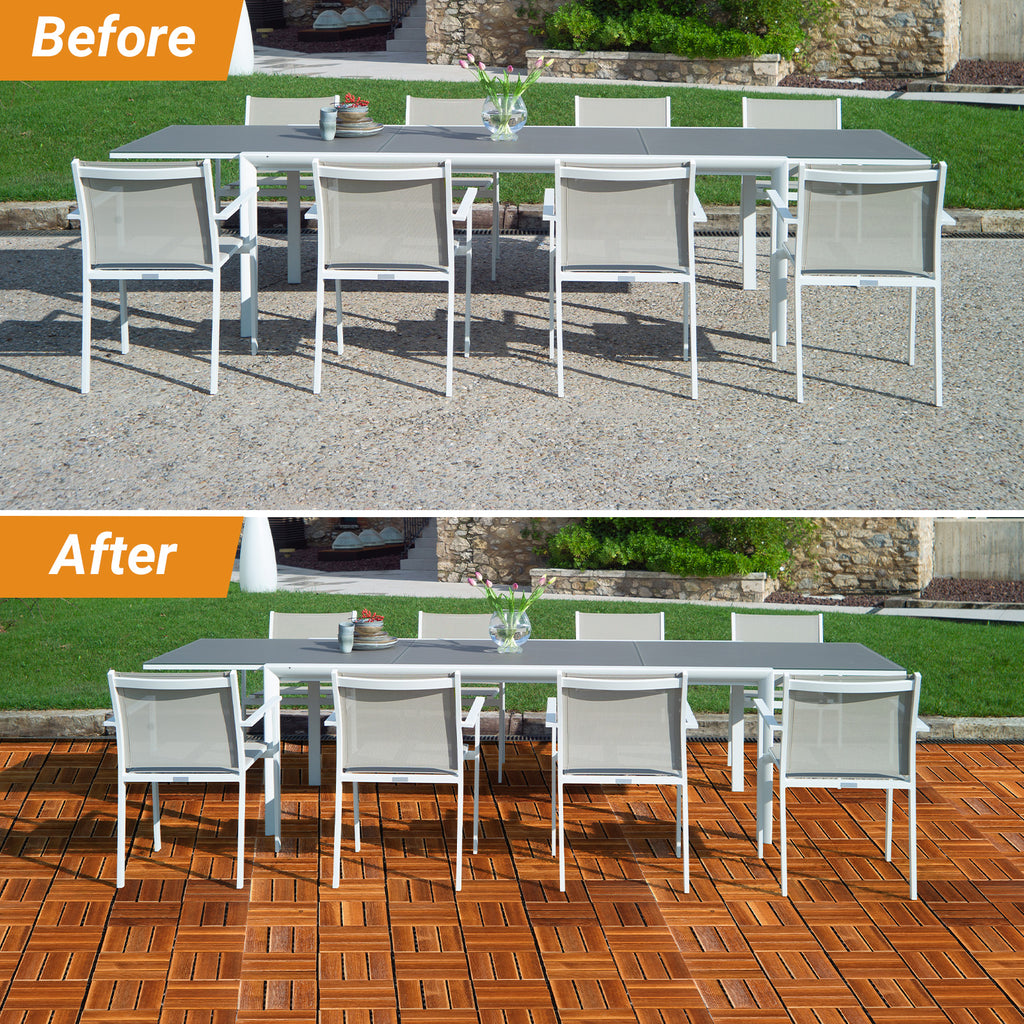 27-Piece Wood Interlocking Deck Tiles – 11.8" x 11.8" Natural Pine, Waterproof, Indoor & Outdoor Patio Flooring | Free US Shipping