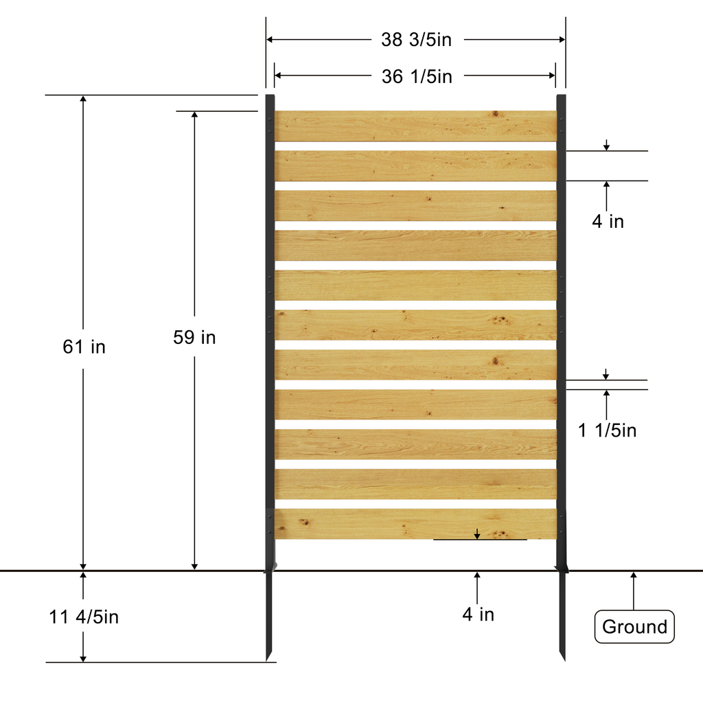 Cedar Wood Outdoor Privacy Screen Panel – 72.8"H × 38.5"W, Aluminum Frame Fence for Pool, AC Unit & Trash Enclosure | Free US Shipping