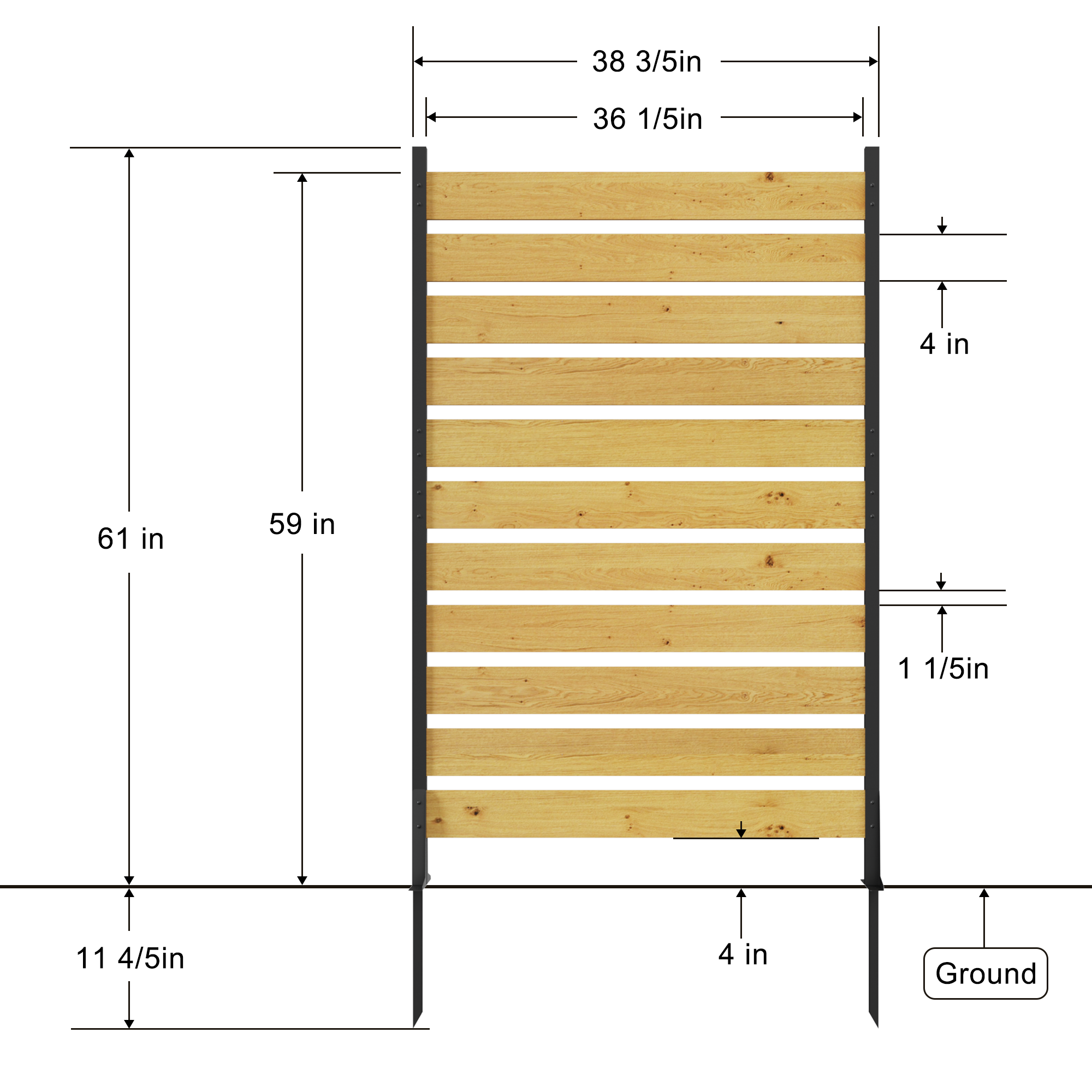 Cedar Wood Outdoor Privacy Screen Panel – 72.8"H × 38.5"W, Aluminum Frame Fence for Pool, AC Unit & Trash Enclosure | Free US Shipping