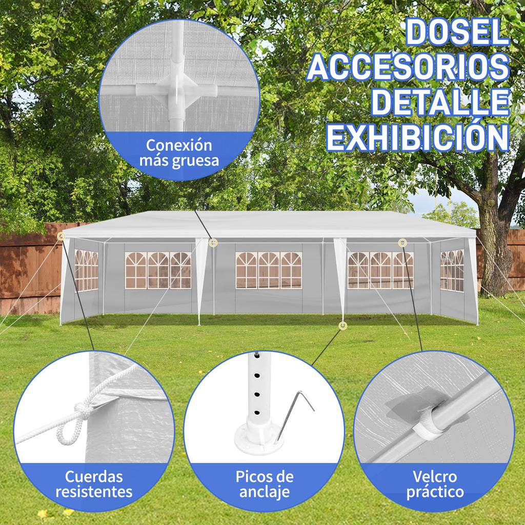 3x9m 5-Sided Outdoor Pergola – Iron Frame, PE Cloth, Spiral Pipe | WildRush