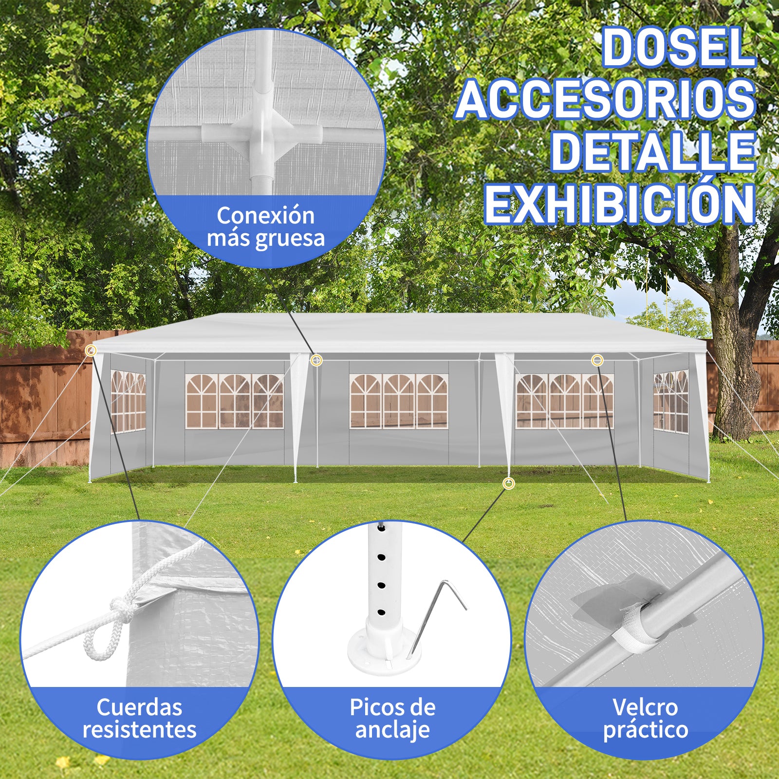3x9m 5-Sided Outdoor Pergola – Iron Frame, PE Cloth, Spiral Pipe | WildRush