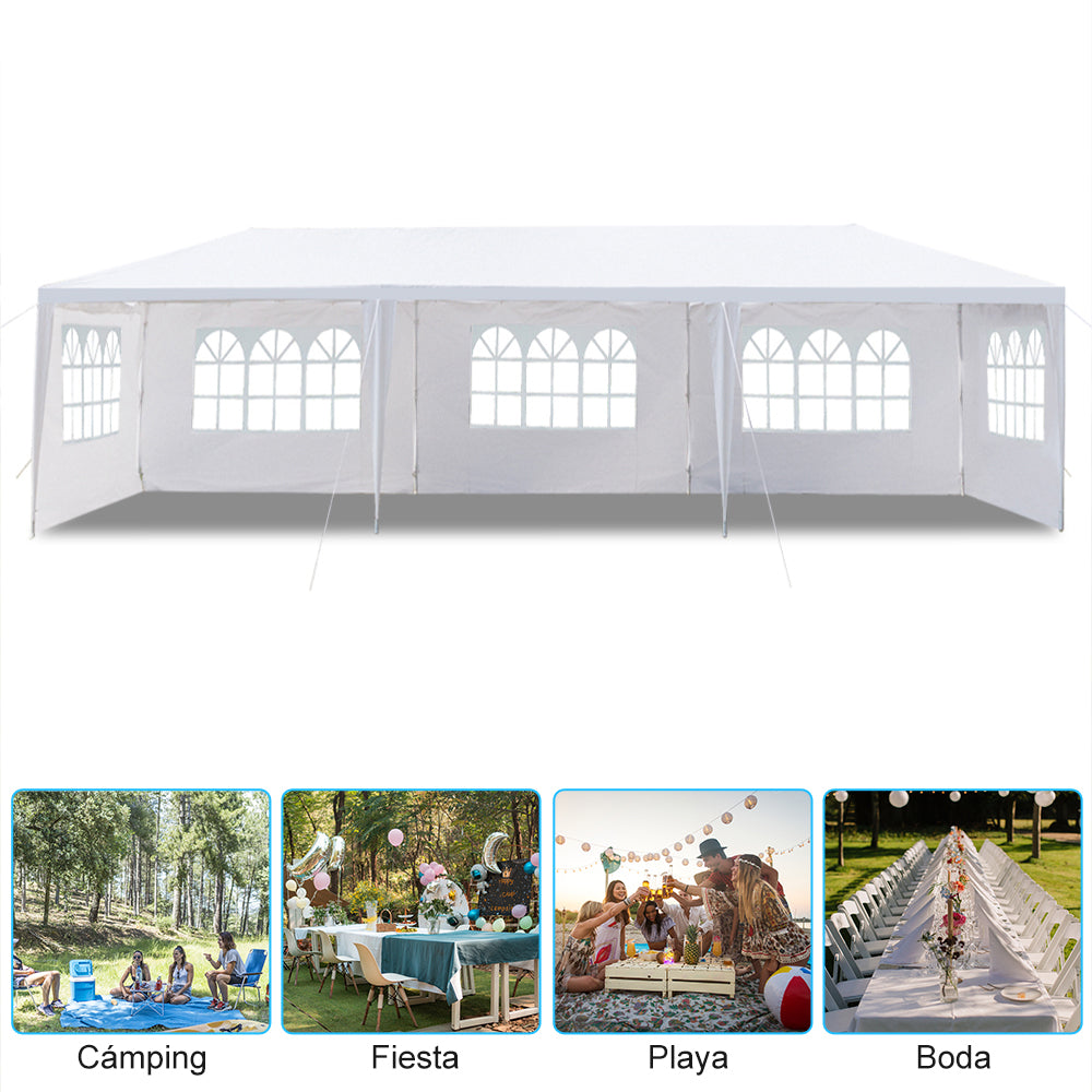 3x9m 5-Sided Outdoor Pergola – Iron Frame, PE Cloth, Spiral Pipe | WildRush