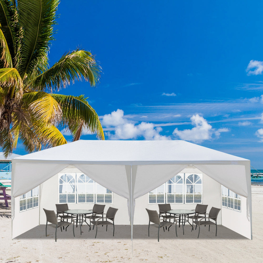 10'x20' Outdoor Party Tent – 6 Removable Sidewalls, Waterproof Canopy, White | WildRush