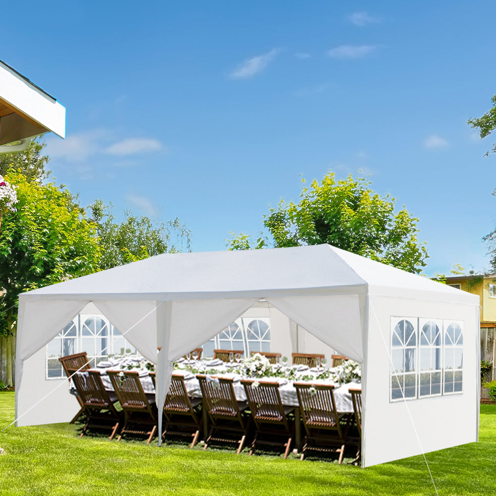 10'x20' Outdoor Party Tent – 6 Removable Sidewalls, Waterproof Canopy, White | WildRush