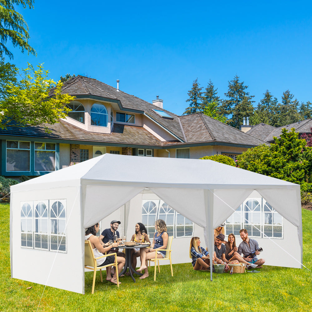 10'x20' Outdoor Party Tent – 6 Removable Sidewalls, Waterproof Canopy, White | WildRush