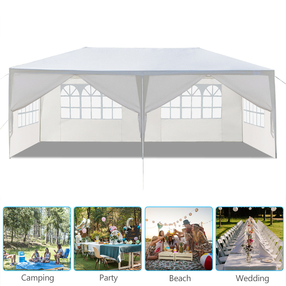10'x20' Outdoor Party Tent – 6 Removable Sidewalls, Waterproof Canopy, White | WildRush