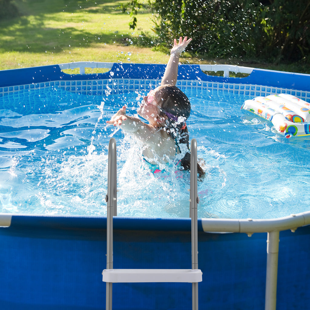 2-Step Above Ground Pool Ladder – 33" Wide, 300 lbs Capacity, Iron Grey Frame