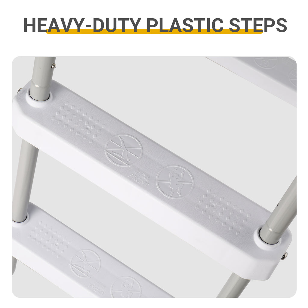 2-Step Above Ground Pool Ladder – 33" Wide, 300 lbs Capacity, Iron Grey Frame