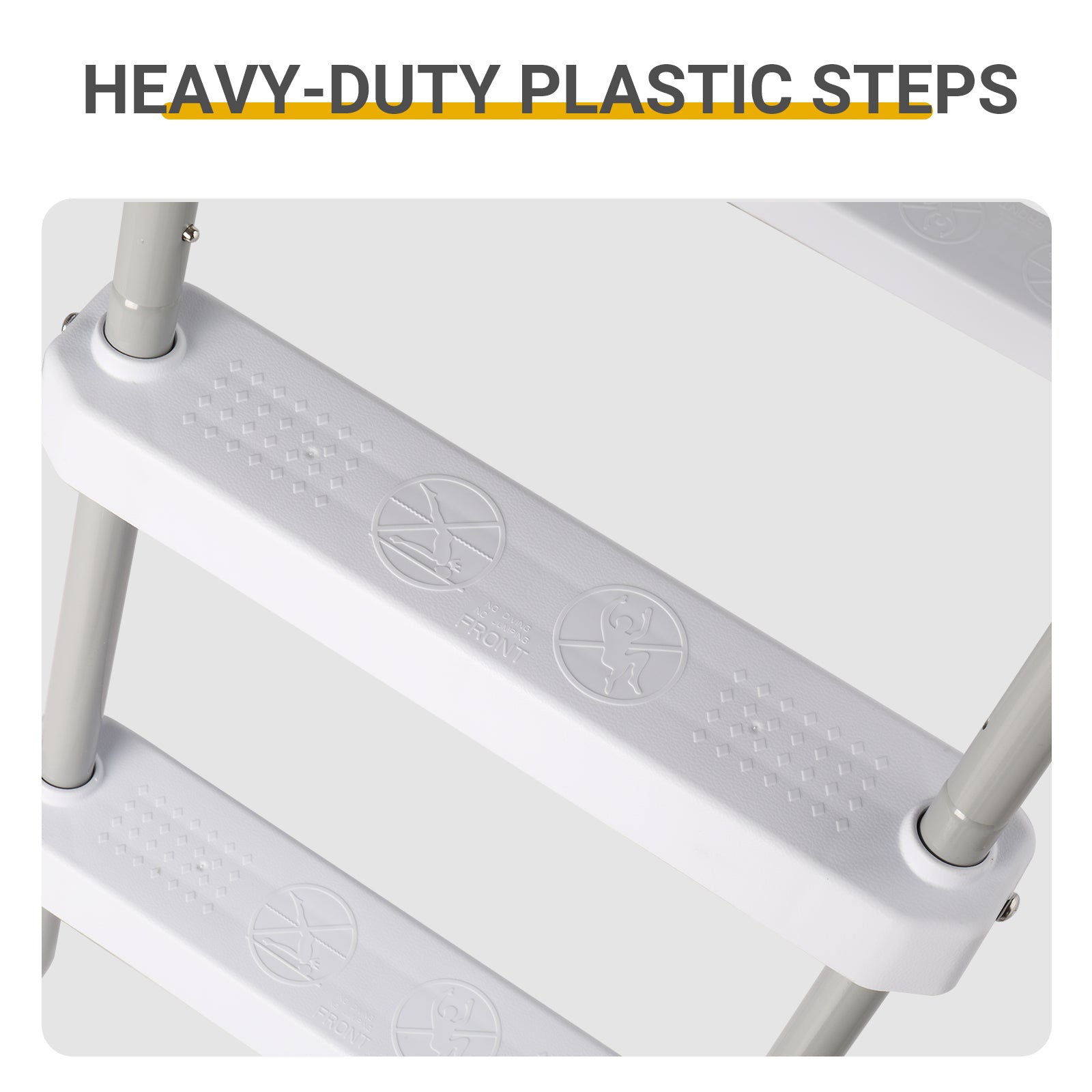 2-Step Above Ground Pool Ladder – 33" Wide, 300 lbs Capacity, Iron Grey Frame
