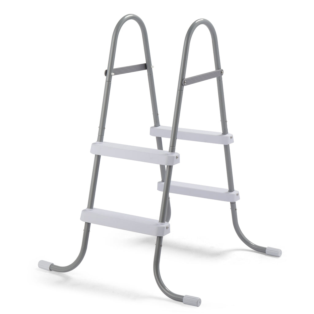 2-Step Above Ground Pool Ladder – 33" Wide, 300 lbs Capacity, Iron Grey Frame