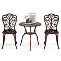 3-Piece Outdoor Bistro Set – All-Weather Cast Aluminum Patio Table & Chairs with Umbrella Hole | Free Shipping