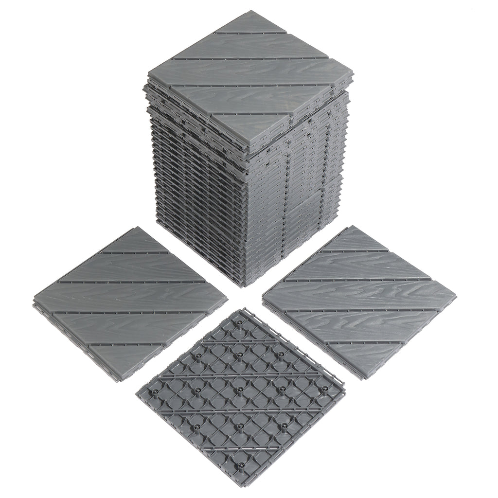 US STOCK FREE SHIPPING Plastic Interlocking Deck Tiles, 27 Pack, 11.8"x11.8" Waterproof Flooring Tiles for Indoor and Outdoor, Patio Floor Decking Tiles for Porch Poolside Balcony Backyard, Dark Grey
