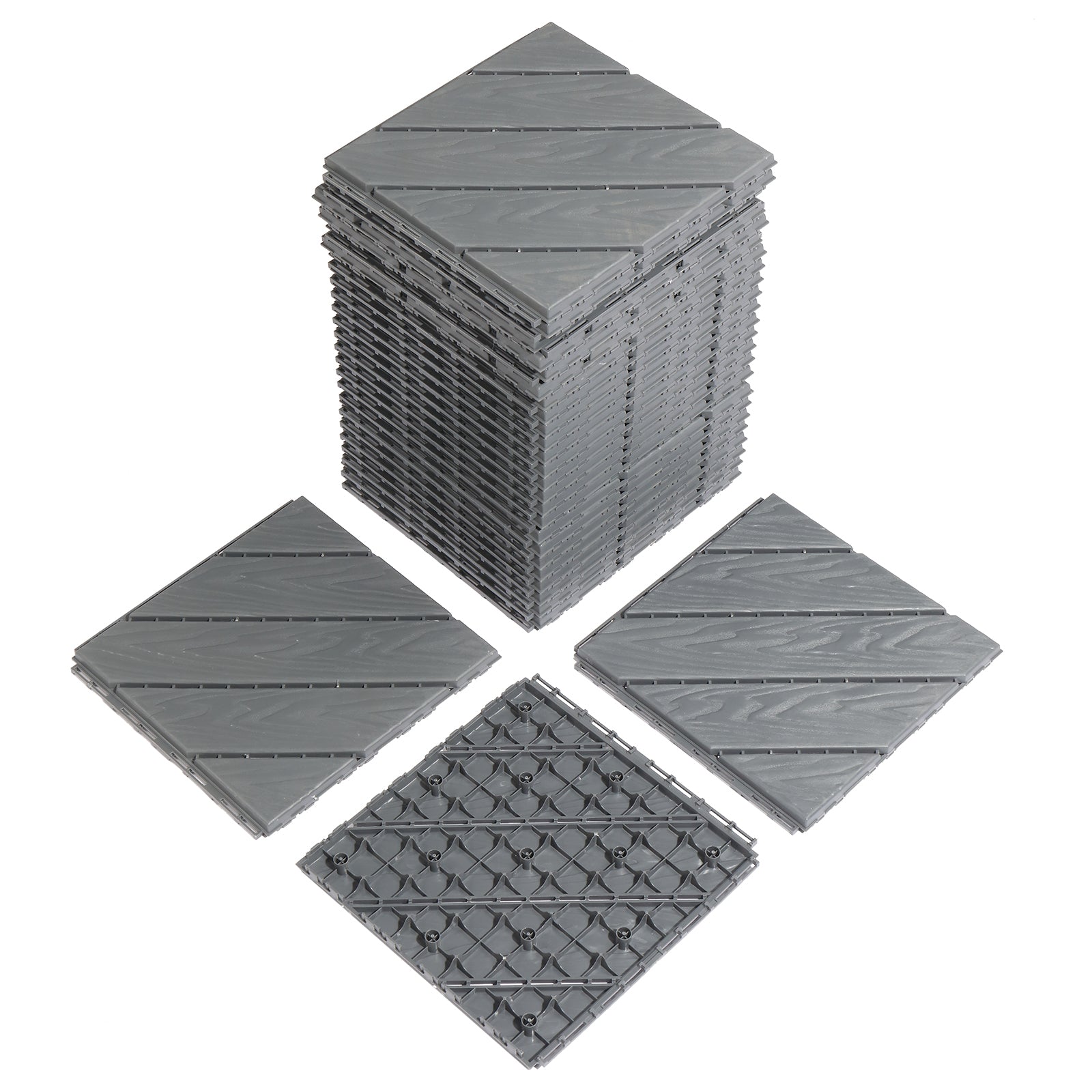US STOCK FREE SHIPPING Plastic Interlocking Deck Tiles, 27 Pack, 11.8"x11.8" Waterproof Flooring Tiles for Indoor and Outdoor, Patio Floor Decking Tiles for Porch Poolside Balcony Backyard, Dark Grey