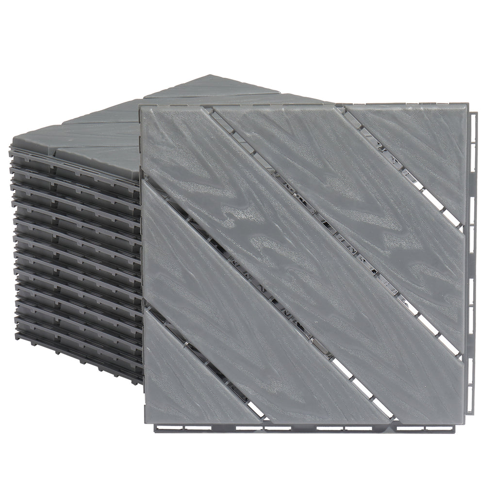 US STOCK FREE SHIPPING Plastic Interlocking Deck Tiles, 27 Pack, 11.8"x11.8" Waterproof Flooring Tiles for Indoor and Outdoor, Patio Floor Decking Tiles for Porch Poolside Balcony Backyard, Dark Grey