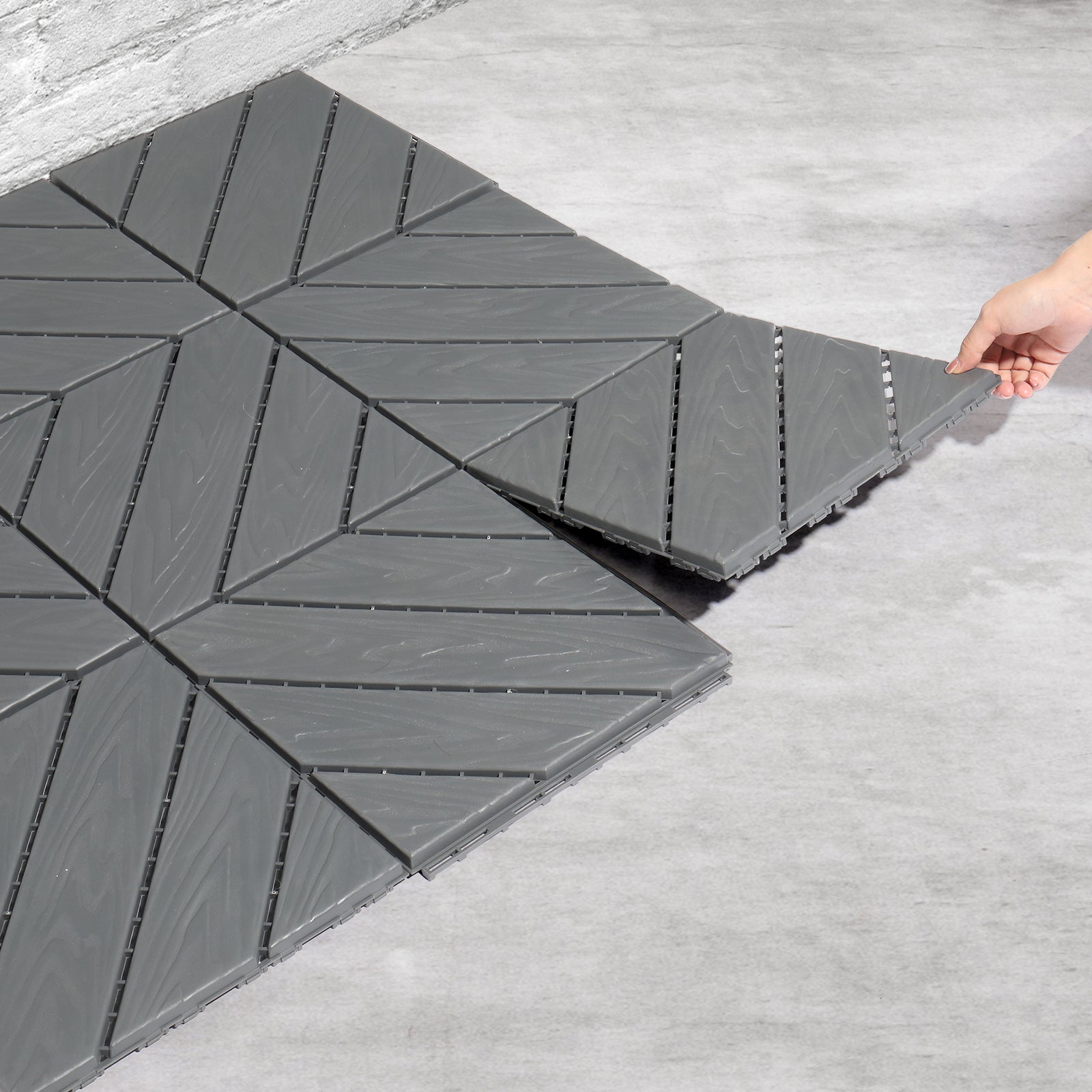 US STOCK FREE SHIPPING Plastic Interlocking Deck Tiles, 27 Pack, 11.8"x11.8" Waterproof Flooring Tiles for Indoor and Outdoor, Patio Floor Decking Tiles for Porch Poolside Balcony Backyard, Dark Grey