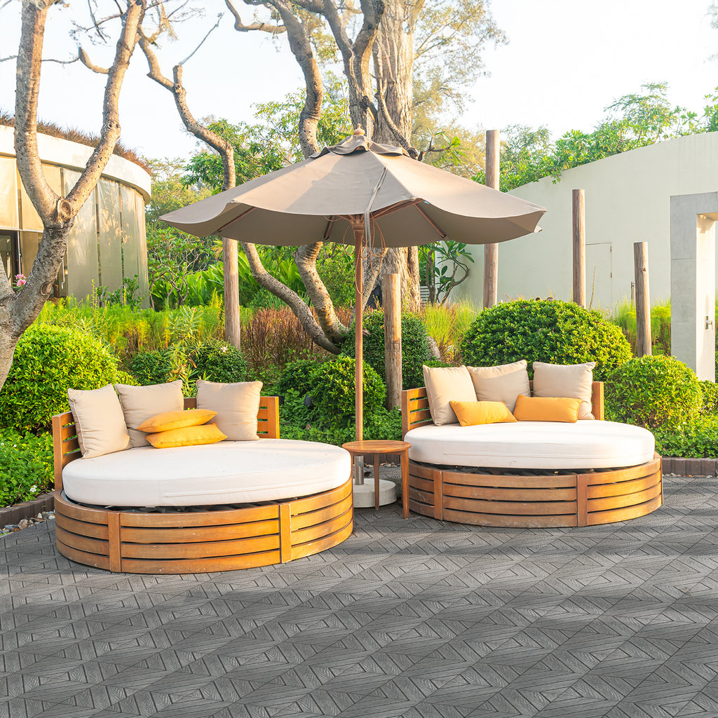US STOCK FREE SHIPPING Plastic Interlocking Deck Tiles, 27 Pack, 11.8"x11.8" Waterproof Flooring Tiles for Indoor and Outdoor, Patio Floor Decking Tiles for Porch Poolside Balcony Backyard, Dark Grey