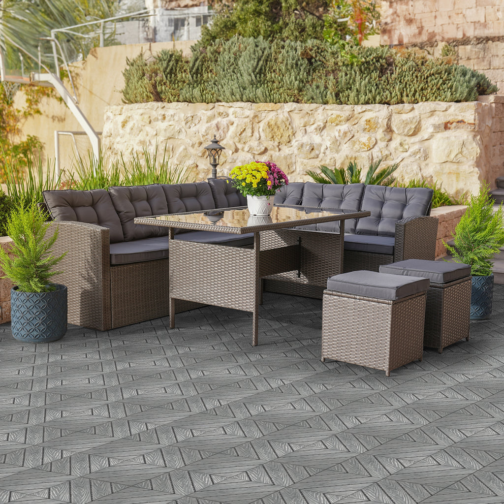 US STOCK FREE SHIPPING Plastic Interlocking Deck Tiles, 27 Pack, 11.8"x11.8" Waterproof Flooring Tiles for Indoor and Outdoor, Patio Floor Decking Tiles for Porch Poolside Balcony Backyard, Dark Grey