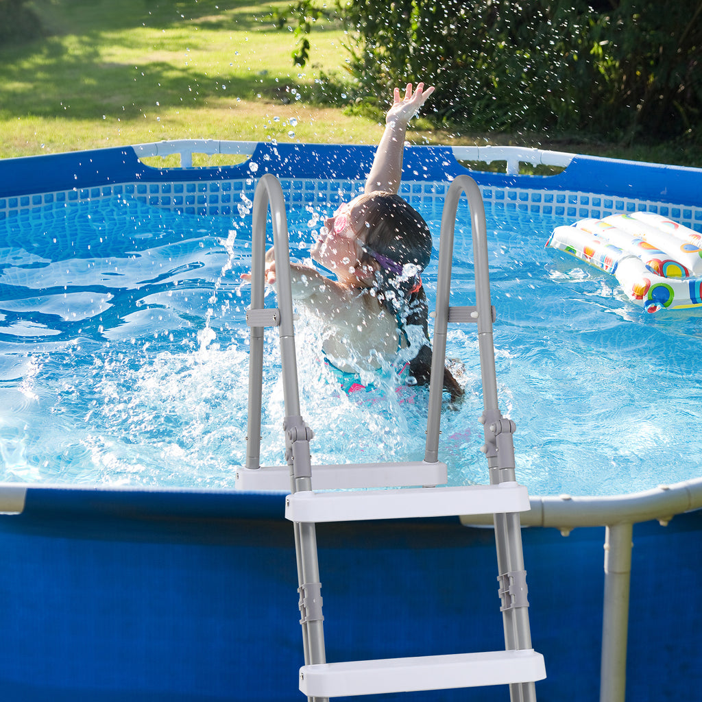 4-Step Above Ground Pool Ladder – 52" Wide, 300 lbs Capacity, Foldable Safety Ladder