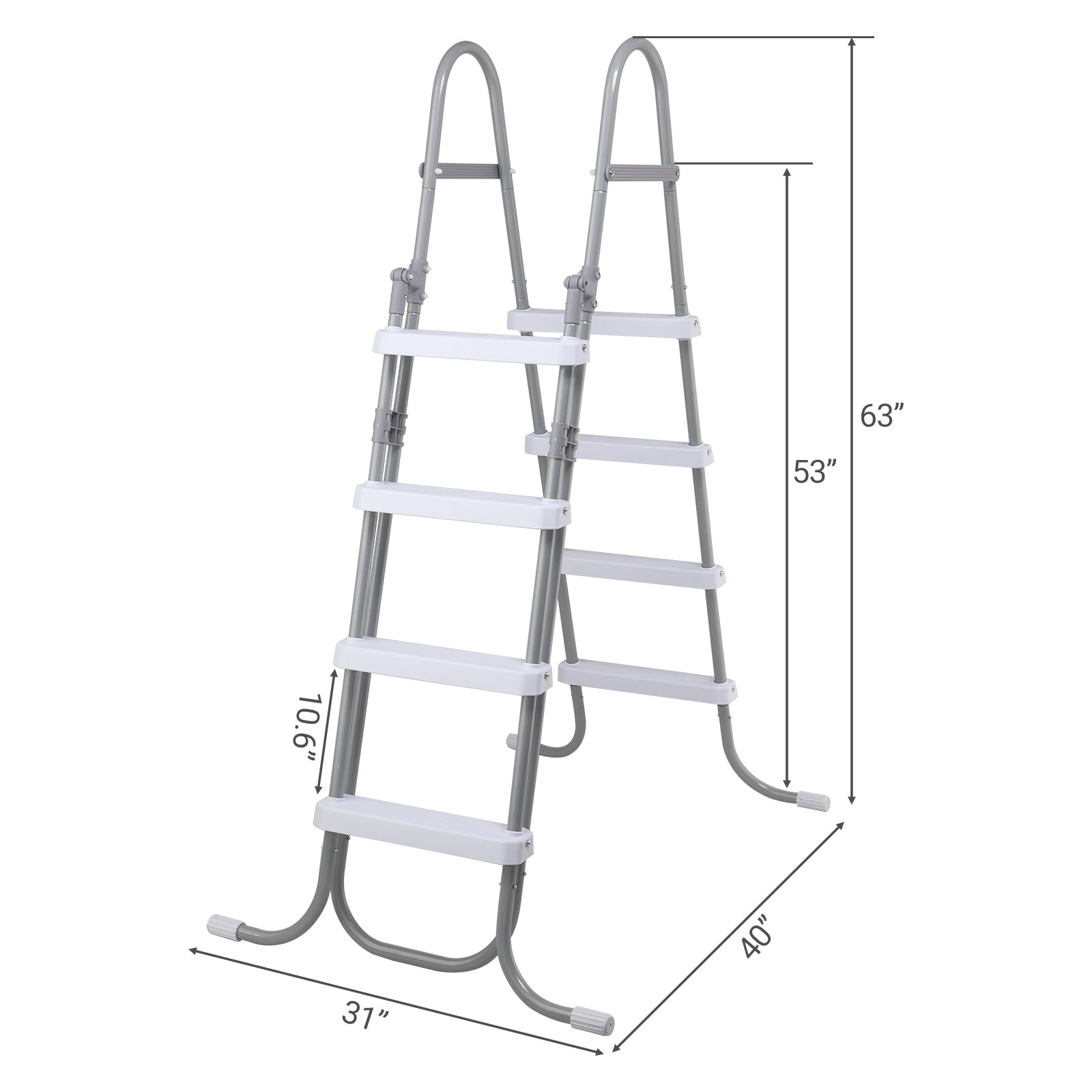 4-Step Above Ground Pool Ladder – 52" Wide, 300 lbs Capacity, Foldable Safety Ladder