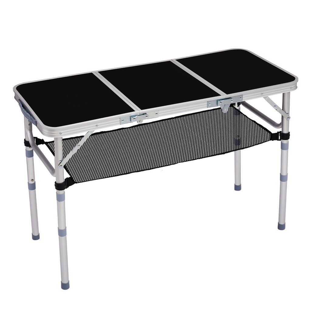 US FREE SHIPPING Outdoor Folding Camping Table, 3ft Portable Pinic Table with 3 Adjustable Height, Small Aluminum Foldable Lightweight Patio Side Table with Carry Handle for Outdoor Indoor Hiking Camp BBQ Beach, Black