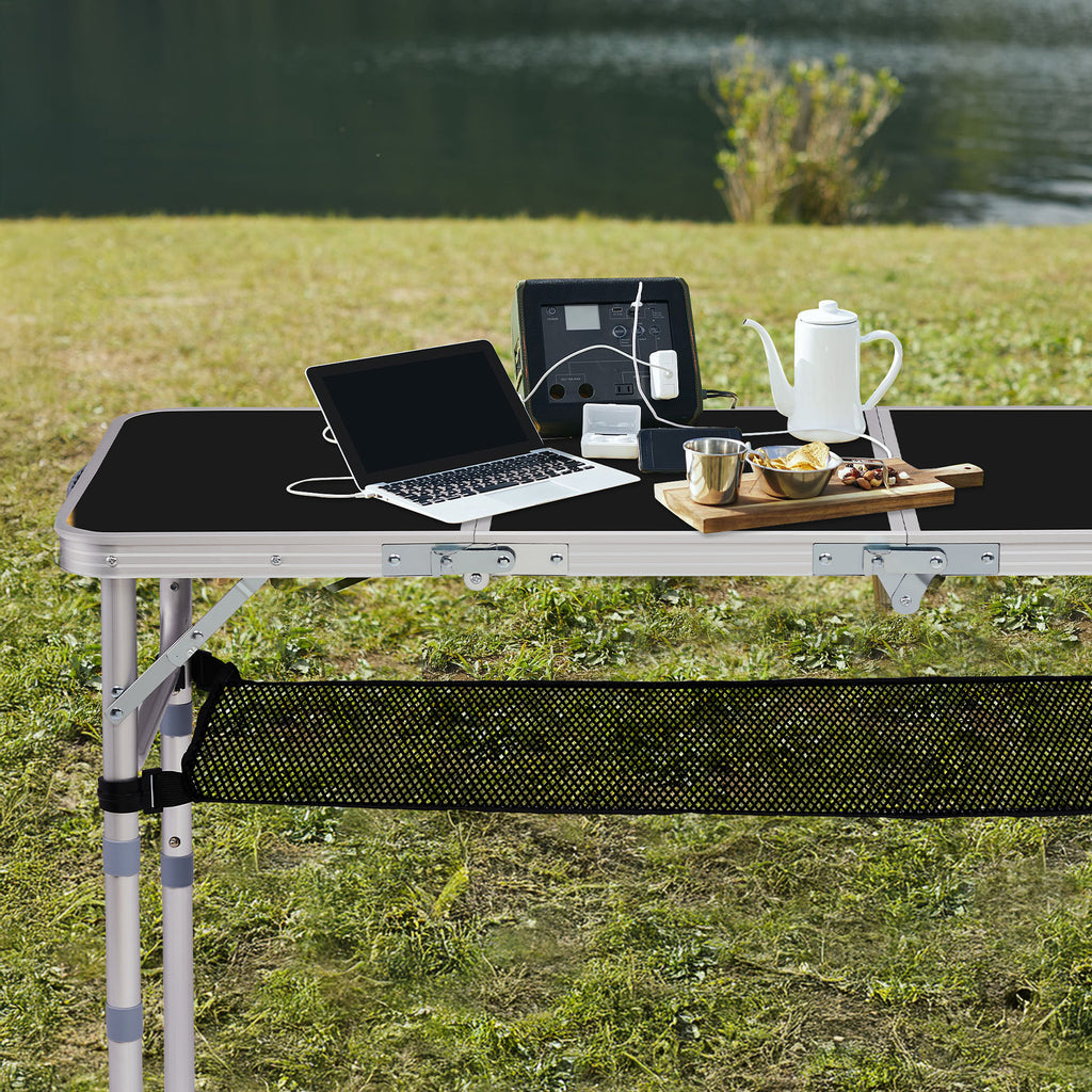 US FREE SHIPPING Outdoor Folding Camping Table, 3ft Portable Pinic Table with 3 Adjustable Height, Small Aluminum Foldable Lightweight Patio Side Table with Carry Handle for Outdoor Indoor Hiking Camp BBQ Beach, Black