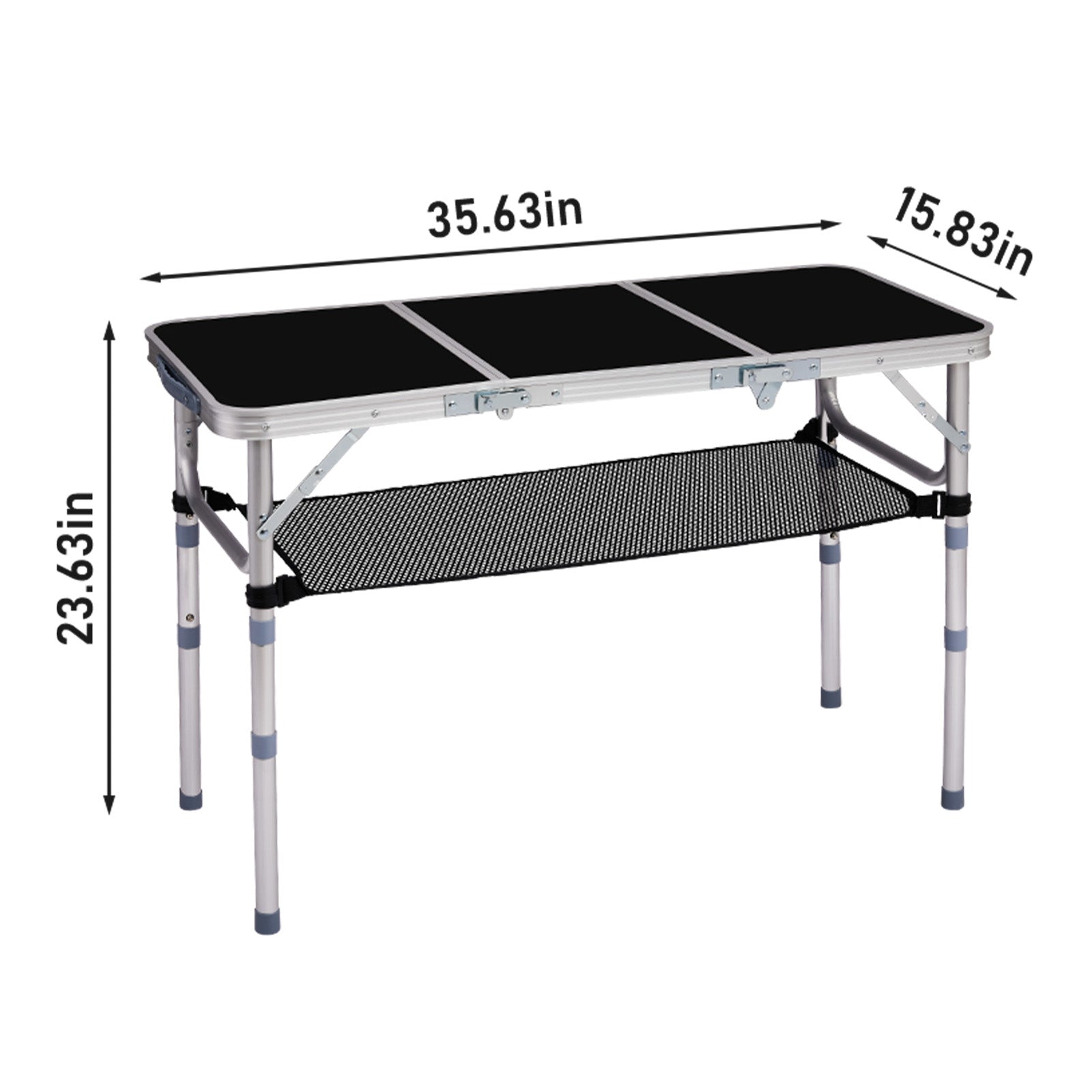 US FREE SHIPPING Outdoor Folding Camping Table, 3ft Portable Pinic Table with 3 Adjustable Height, Small Aluminum Foldable Lightweight Patio Side Table with Carry Handle for Outdoor Indoor Hiking Camp BBQ Beach, Black