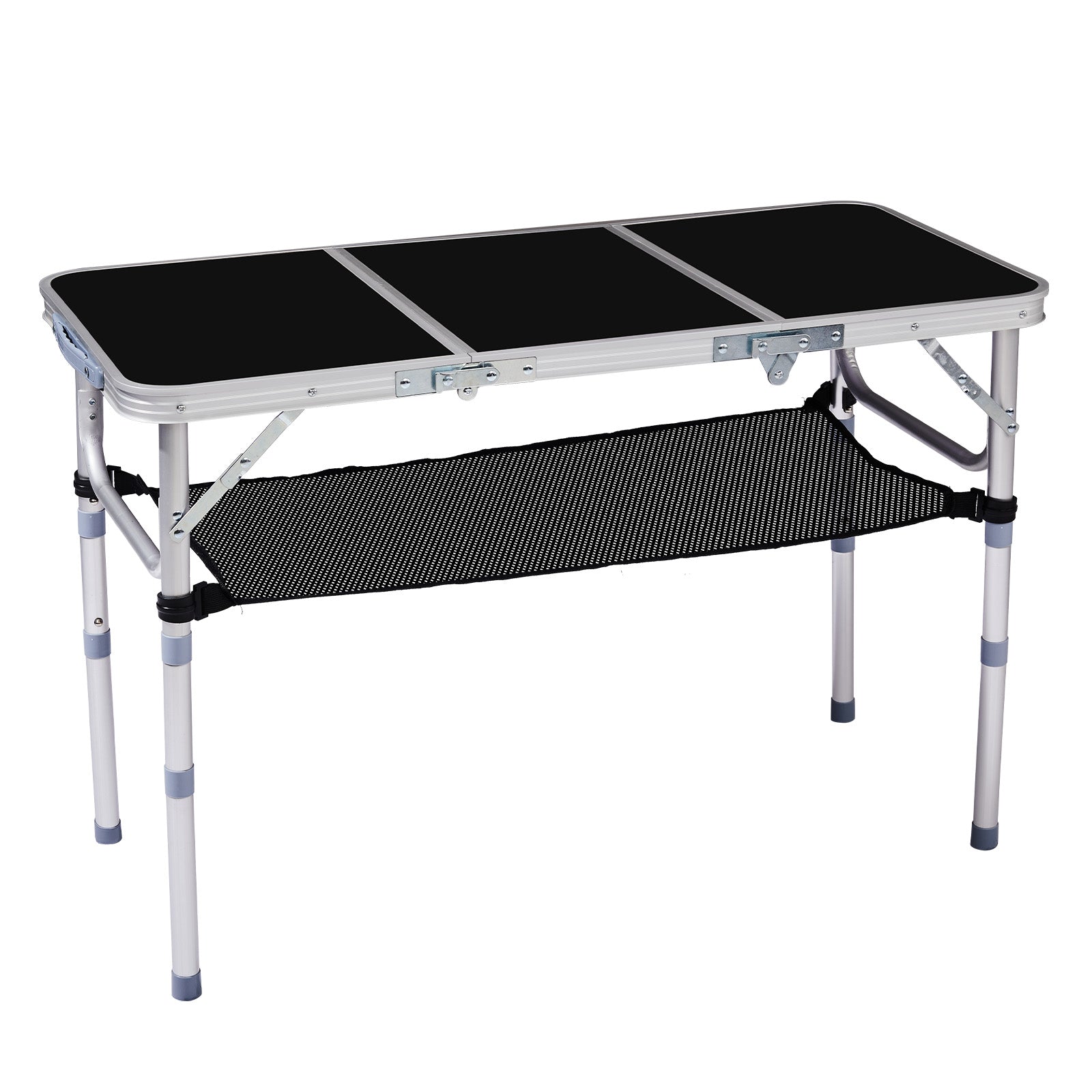 US FREE SHIPPING Outdoor Folding Camping Table, 3ft Portable Pinic Table with 3 Adjustable Height, Small Aluminum Foldable Lightweight Patio Side Table with Carry Handle for Outdoor Indoor Hiking Camp BBQ Beach, Black