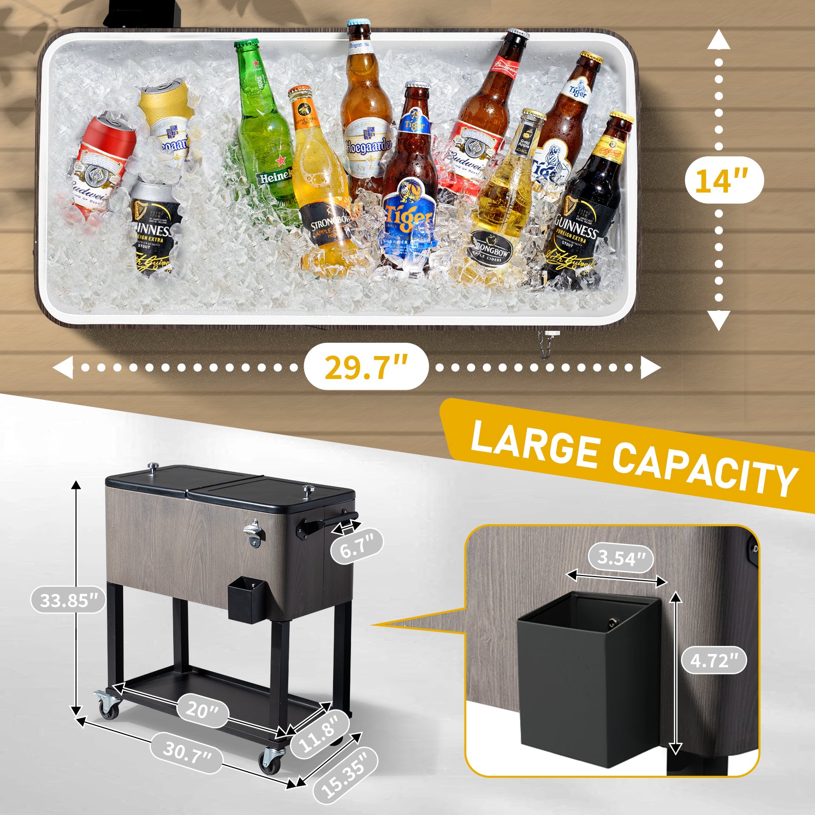 80-Quart Rolling Cooler Cart with Wheels – 48hr Cold, Bottle Opener, 3 Colors | WildRush