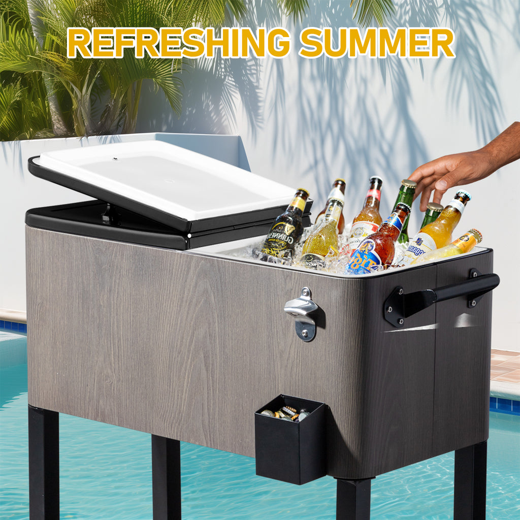 80-Quart Rolling Cooler Cart with Wheels – 48hr Cold, Bottle Opener, 3 Colors | WildRush