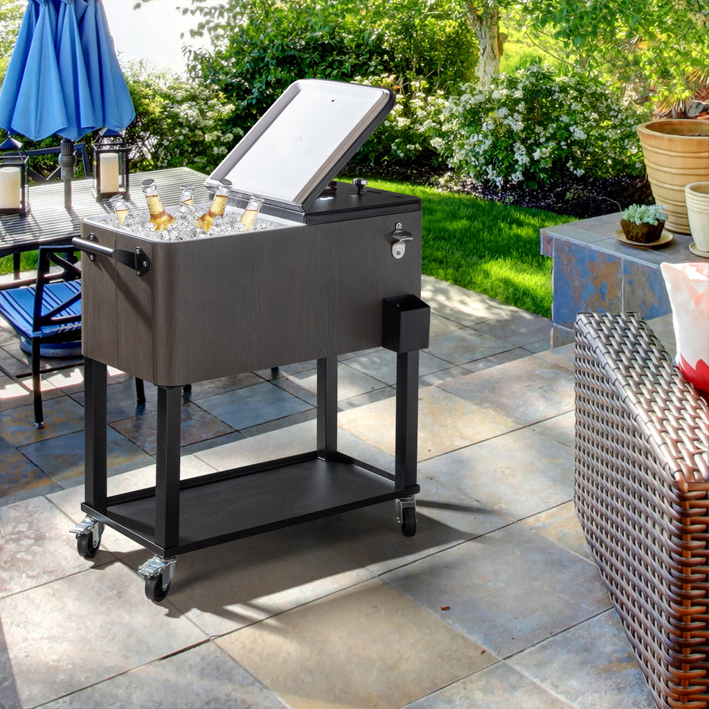 80-Quart Rolling Cooler Cart with Wheels – 48hr Cold, Bottle Opener, 3 Colors | WildRush