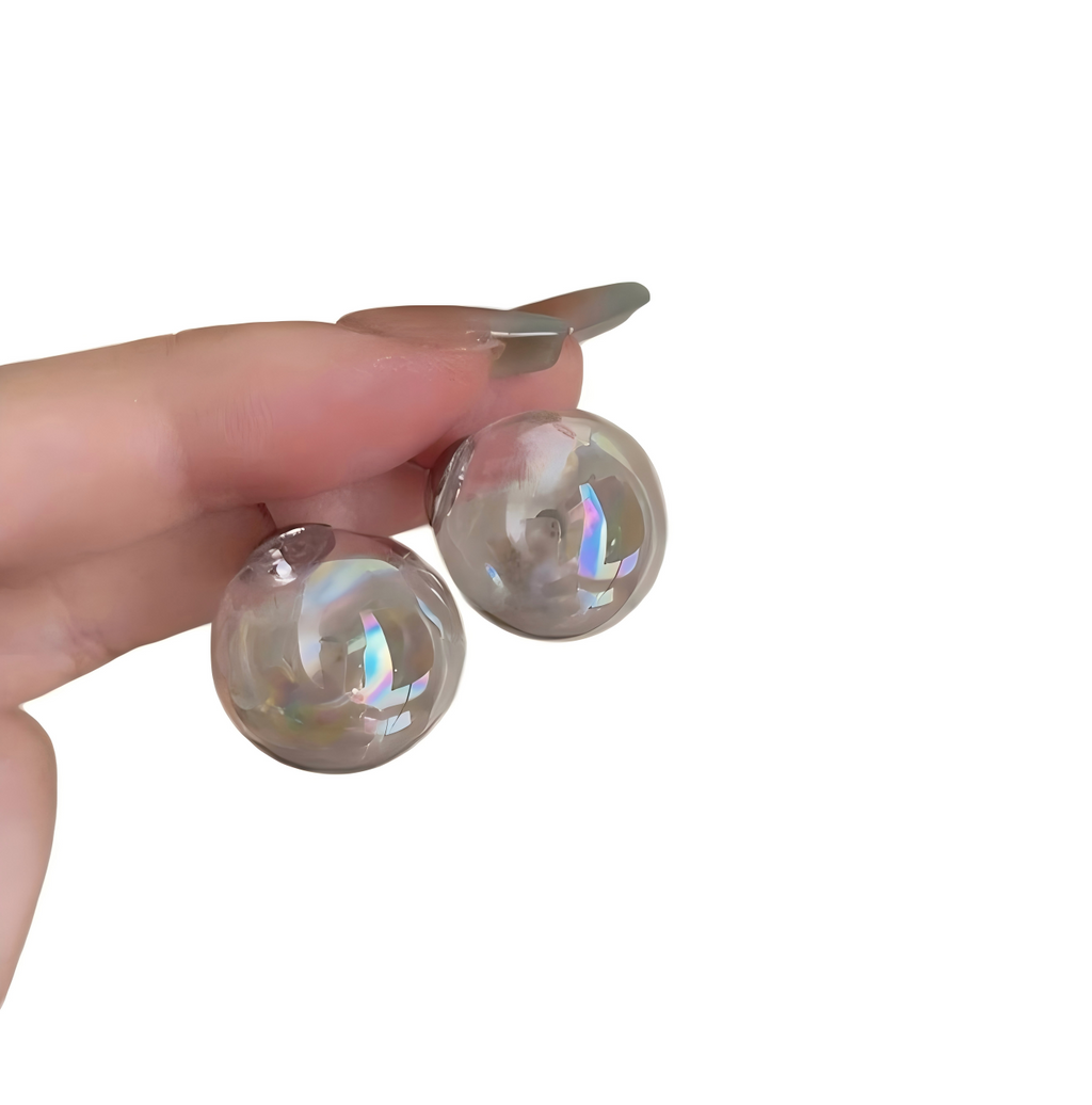 Colorful Bubble Crystal Earrings | Dazzling Glass Round Stud Earrings in 4 Sizes