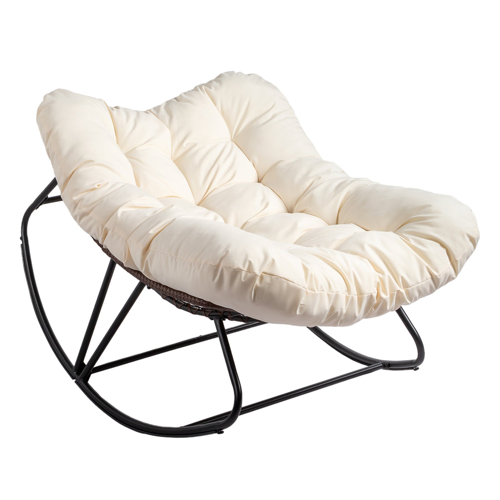 Oversized Papasan Rocking Chair – PE Wicker Egg Lounge Chair, 400 lb Capacity, Indoor & Outdoor | Free US Shipping