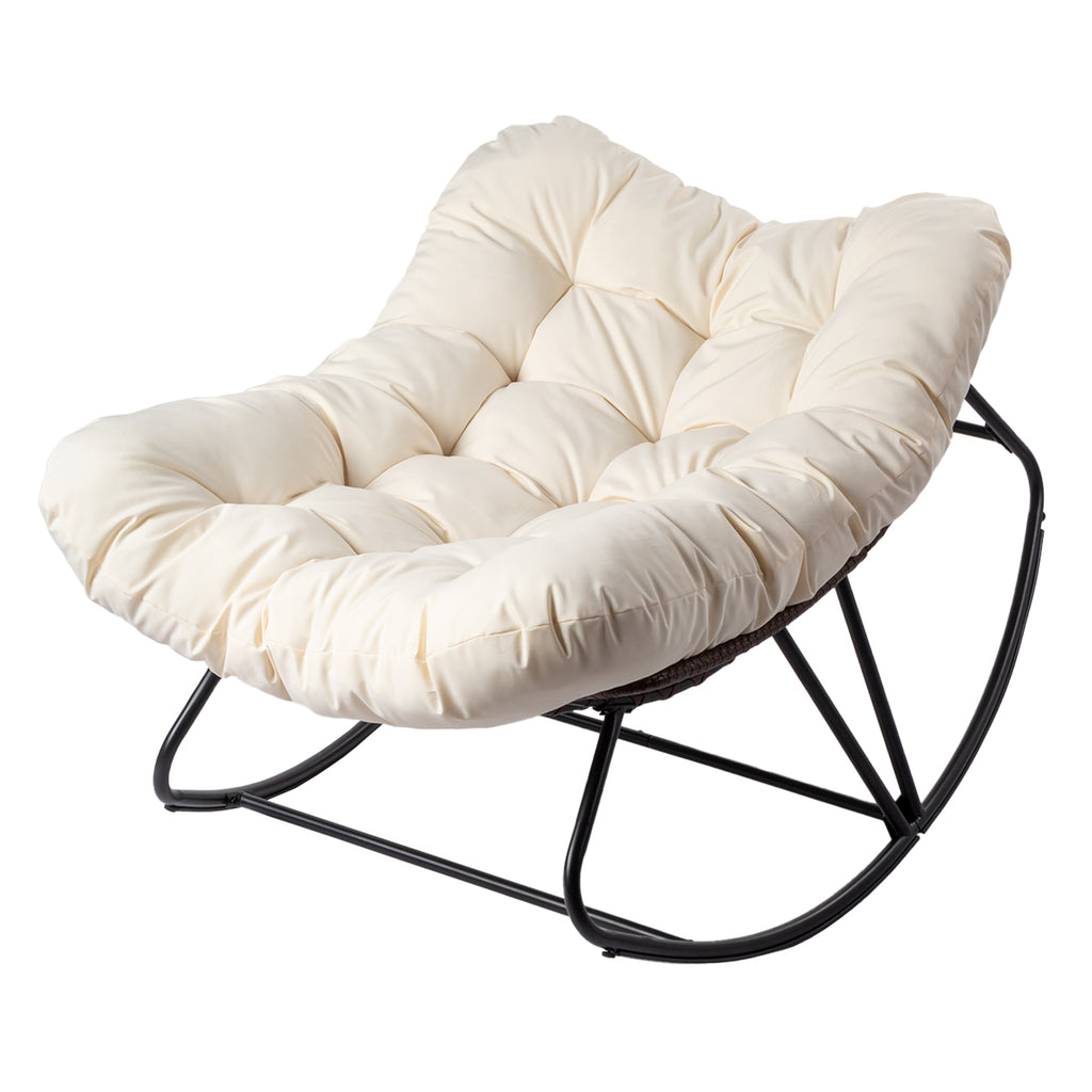 Oversized Papasan Rocking Chair – PE Wicker Egg Lounge Chair, 400 lb Capacity, Indoor & Outdoor | Free US Shipping