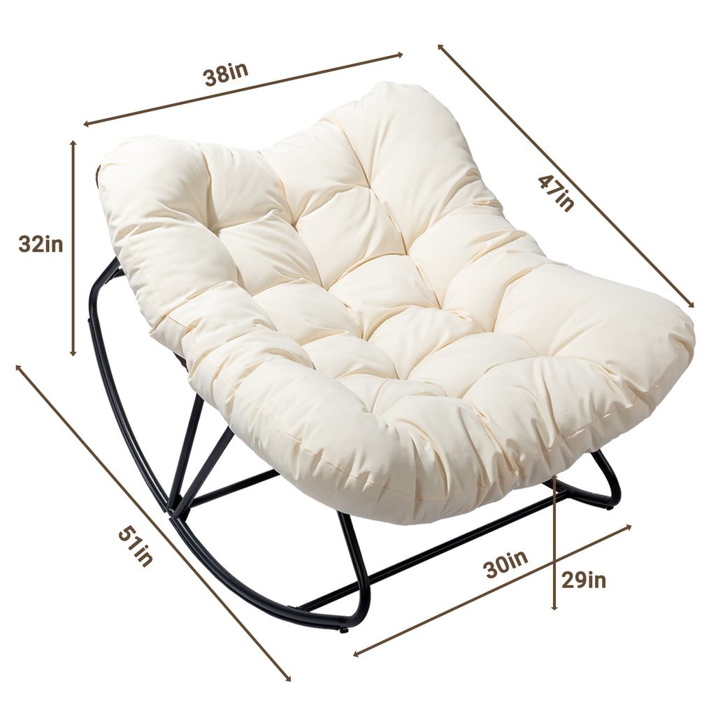 Oversized Papasan Rocking Chair – PE Wicker Egg Lounge Chair, 400 lb Capacity, Indoor & Outdoor | Free US Shipping