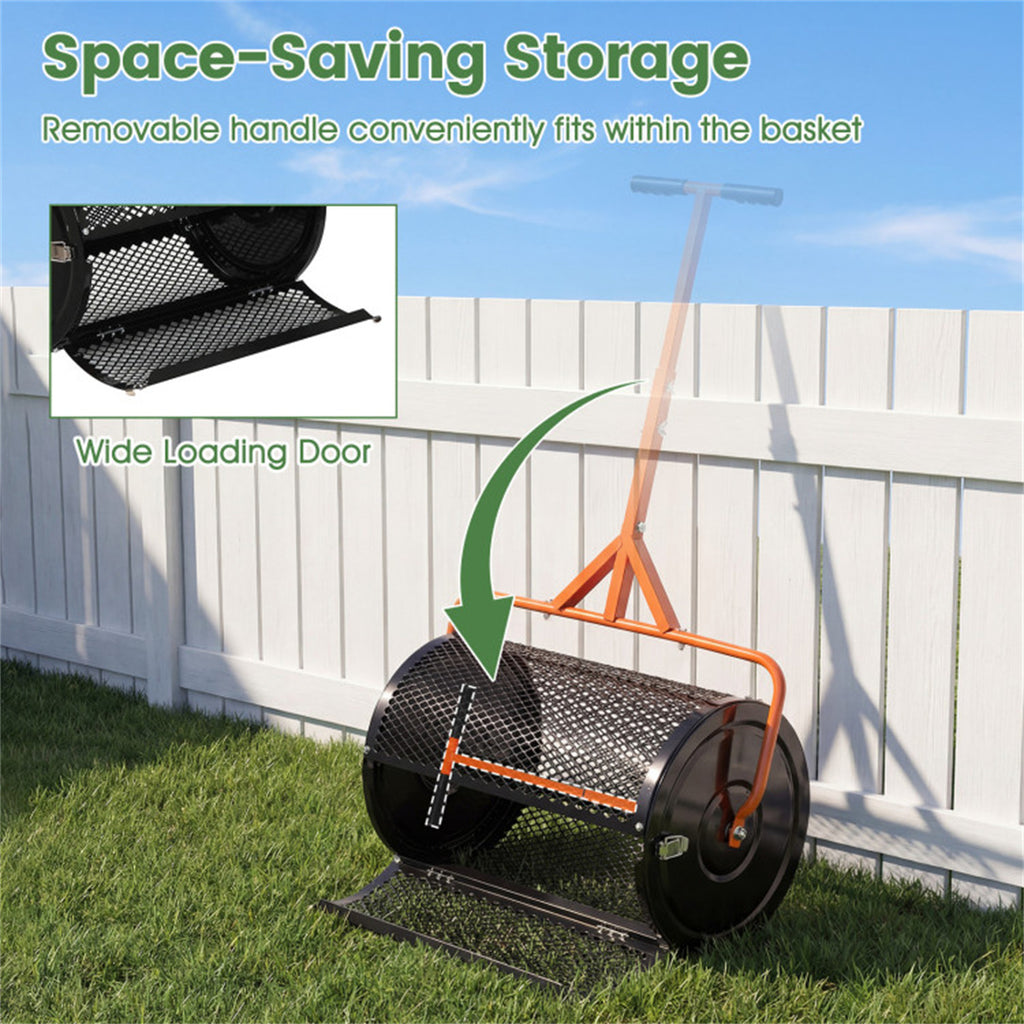 24" Lawn Topdressing Spreader with 0.75"×0.5" Mesh, Compost Spreader for Soil Sand Fertilizer Orange US FREE SHIPPING