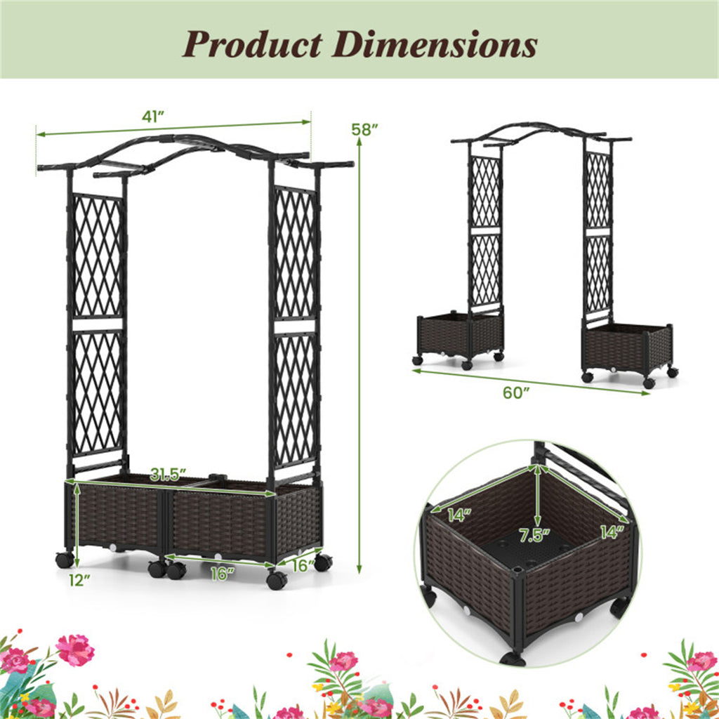 5 FT Self-Watering Vertical Raised Garden Bed with Trellis & Lockable Wheels, 2 Configurations Elevated Planter for Patio Balcony US FREE SHIPPING