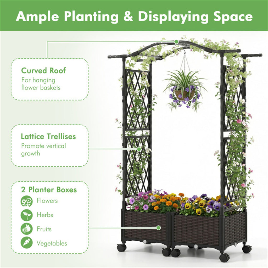 5 FT Self-Watering Vertical Raised Garden Bed with Trellis & Lockable Wheels, 2 Configurations Elevated Planter for Patio Balcony US FREE SHIPPING