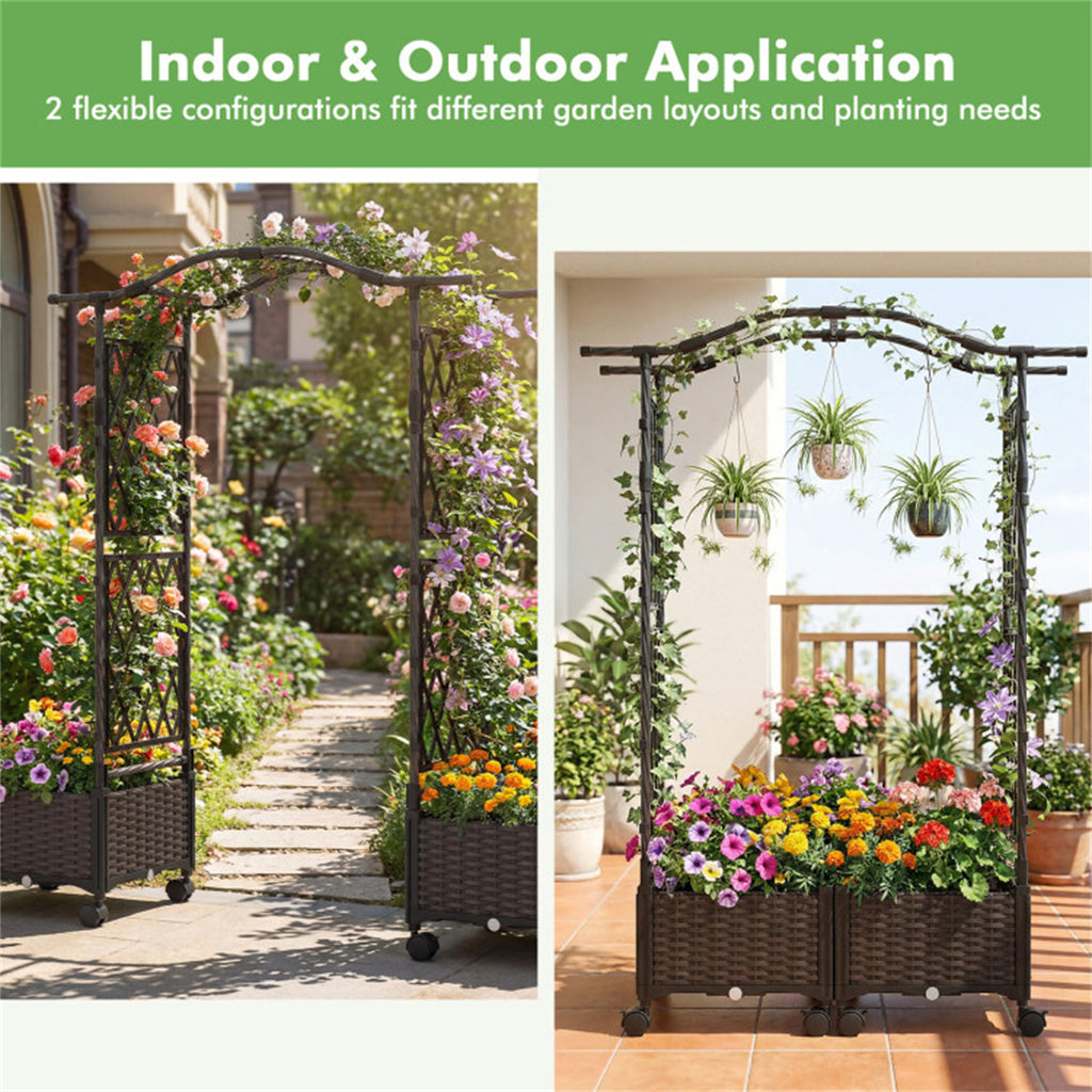 5 FT Self-Watering Vertical Raised Garden Bed with Trellis & Lockable Wheels, 2 Configurations Elevated Planter for Patio Balcony US FREE SHIPPING