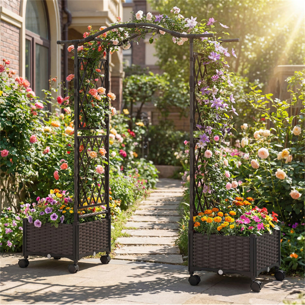 5 FT Self-Watering Vertical Raised Garden Bed with Trellis & Lockable Wheels, 2 Configurations Elevated Planter for Patio Balcony US FREE SHIPPING
