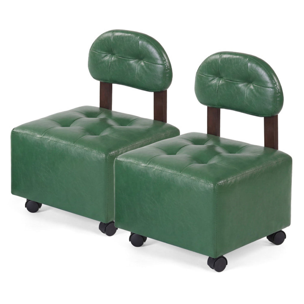 Set of 2 Stackable Small Rolling Stools with Brake Wheels, Compact Shoe Changing Footrest for Entryway US FREE SHIPPING