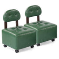 Set of 2 Stackable Small Rolling Stools with Brake Wheels, Compact Shoe Changing Footrest for Entryway US FREE SHIPPING