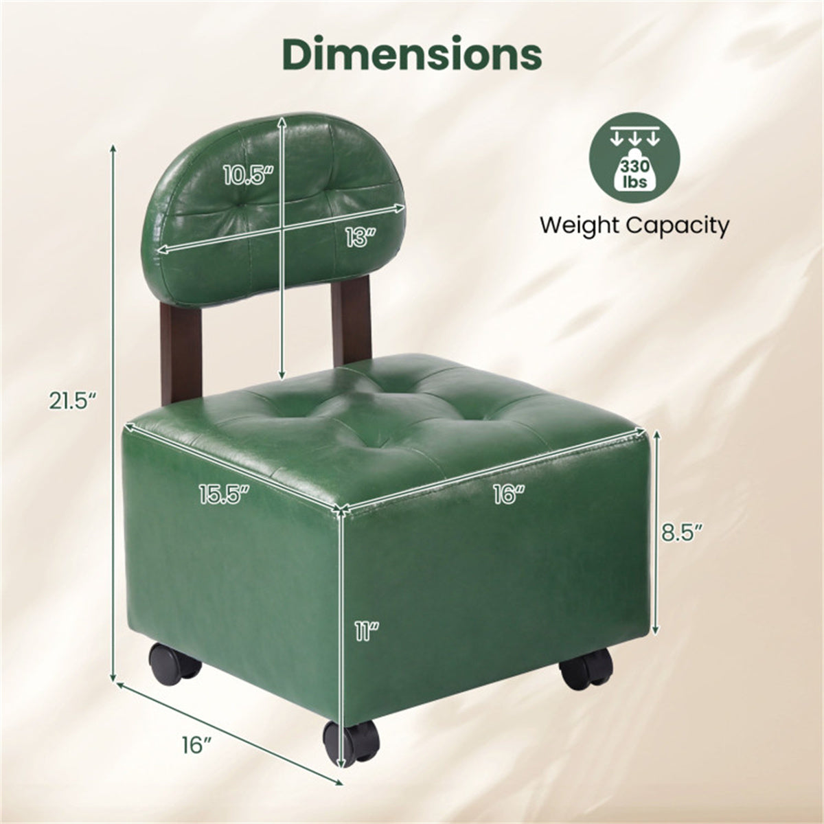 Set of 2 Stackable Small Rolling Stools with Brake Wheels, Compact Shoe Changing Footrest for Entryway US FREE SHIPPING
